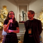 NOPA Grants Committee Chair Lori Waselchuk and President Mark Sindler announcing Michael P. Smith Grant award, PhotoGALA at NOMA, Dec 10, 2009 (c) Samuel Portera