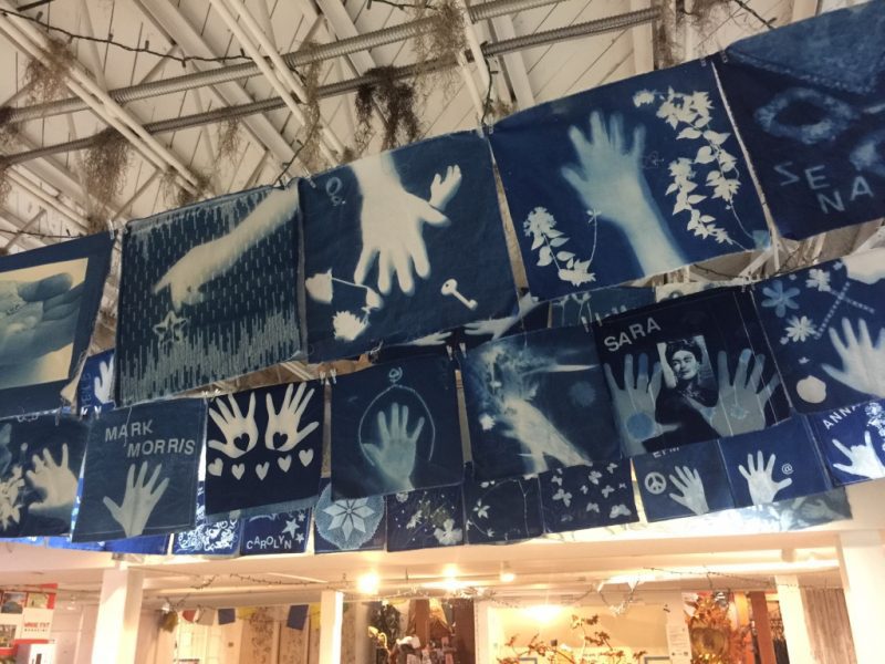 Hands Around the World: Cyanotype Flags, on display at New Orleans Healing Center, 2017 